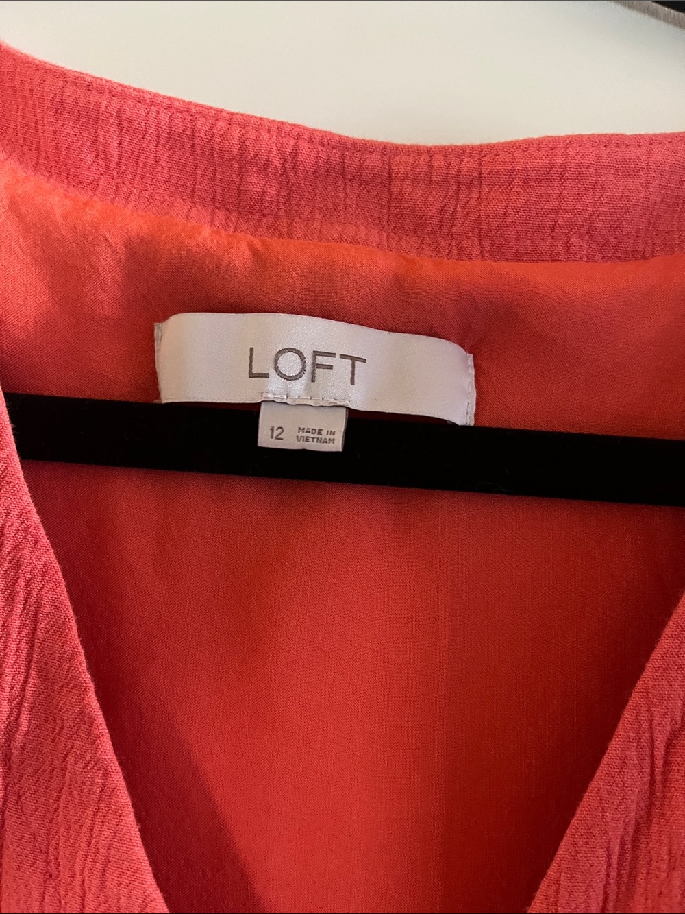 LOFT Coral-Orange Button-Front Midi Dress with Waist Tie - Picture 5 of 6